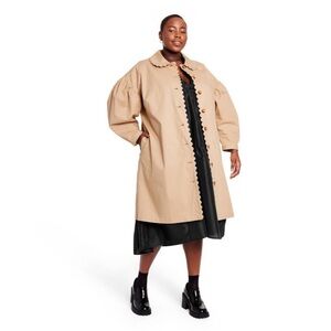 Kika Vargas Beige Trench Coat with Scalloped Edges 1x like new